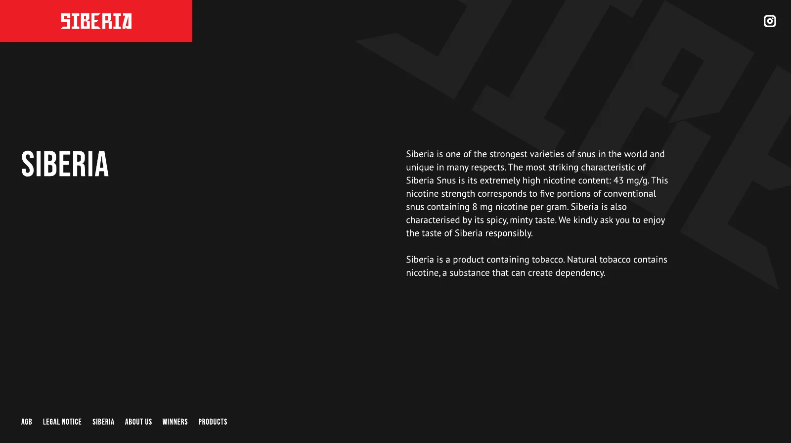 Siberia Snus 2.0 Webdesign - Ansicht 2