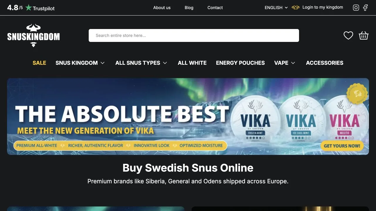 Snuskingdom EU e-Commerce · Tobacco